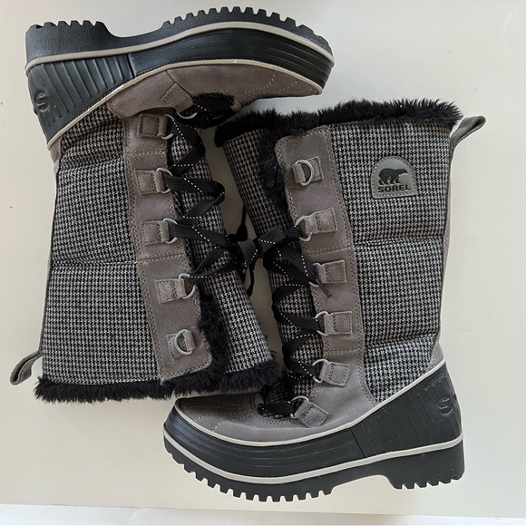 Sorel Women's Tivoli Mid-Calf Quarry Black Houndstooth Snow Winter Boots, size 7 - Picture 6 of 11